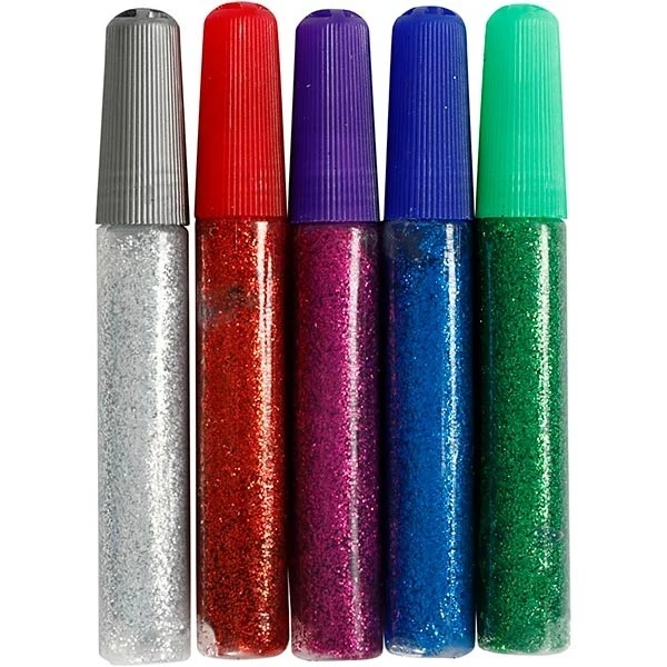 Glitterlim, 10 ml, 5 stk.